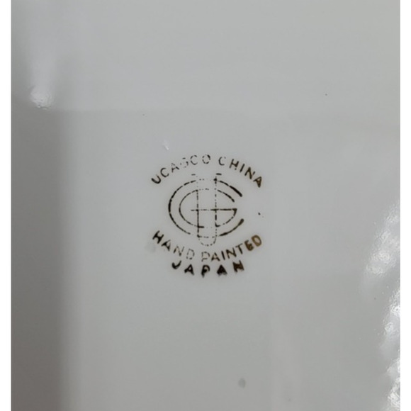 Two UCAGCO China Hand Painted Landscape Plates Gold Trim Japan 1950s Signed Art - Picture 10 of 10